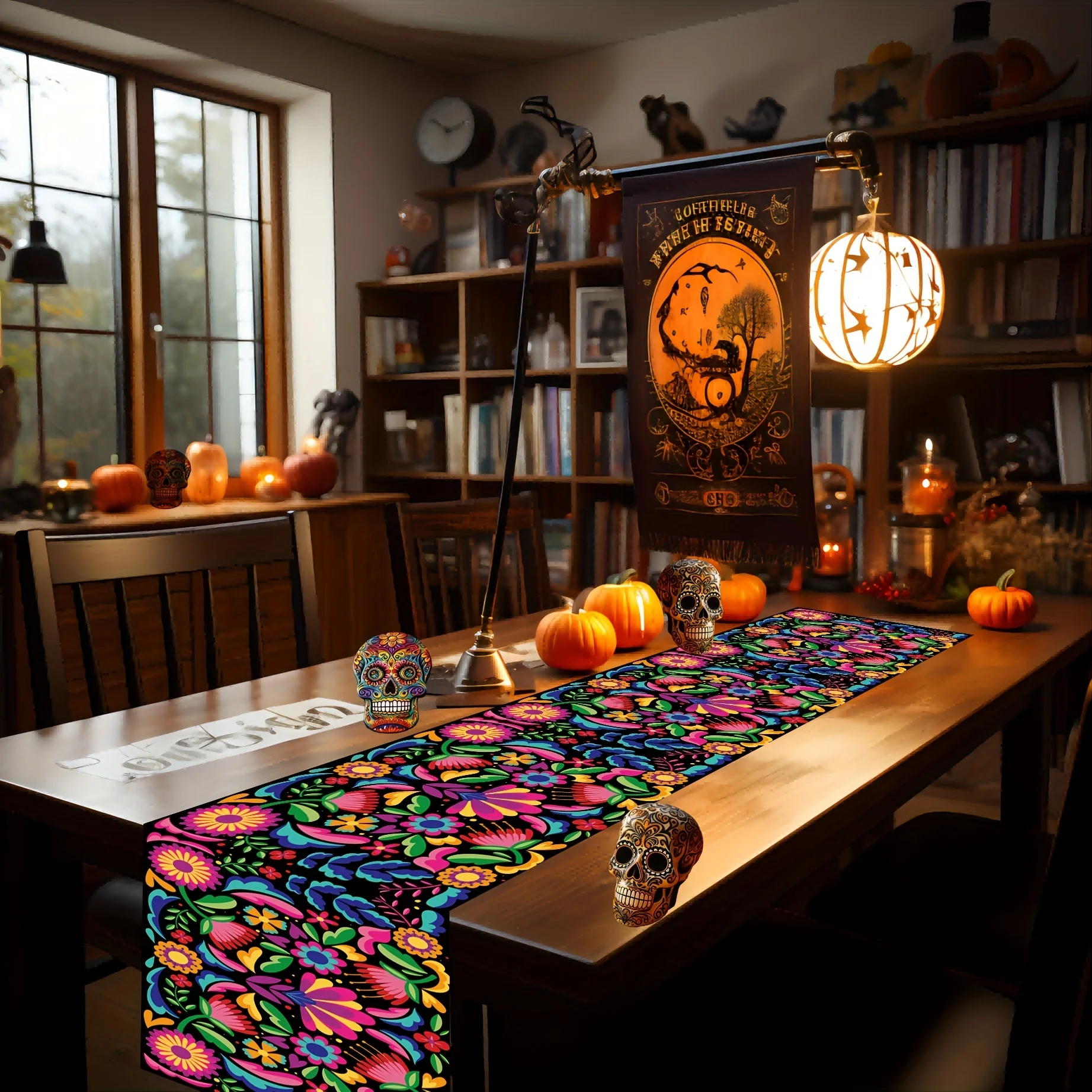 Table Runner Linen Mexican Table Runner For Dia De Los Muertos Cinco De Mayo Party Decoration