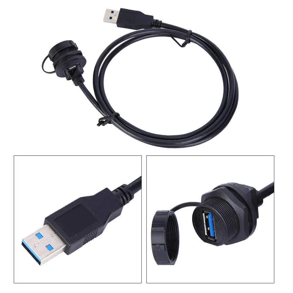 

Car Dashboard Panel Mount Connector USB 3.0 Socket Adapter Male To Female Extension Panel Cable For Motorcycle Boat