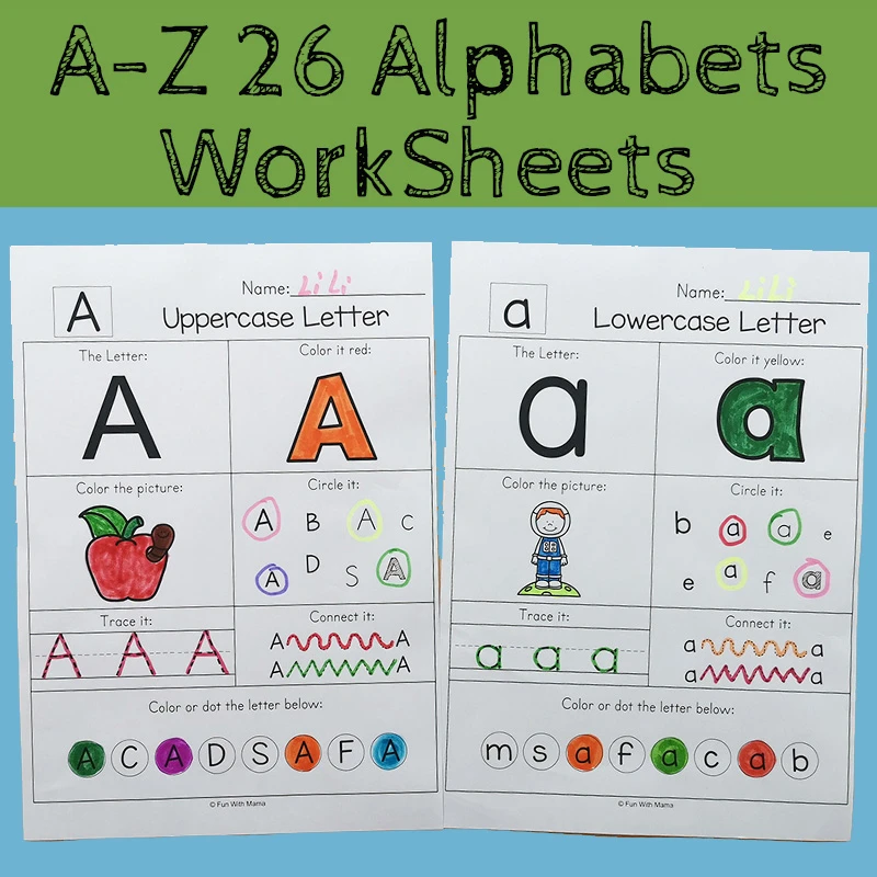 26 letters a z alphabet phonics words practice paper preschool learning english language kindergarten workbook coloring books card books aliexpress