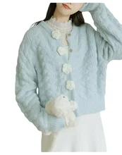 

Fashion Trend Round Neck Thick Knit Sweater Autumn and Winter New Long-sleeved Lazy Style Simple Cute Sweet Top