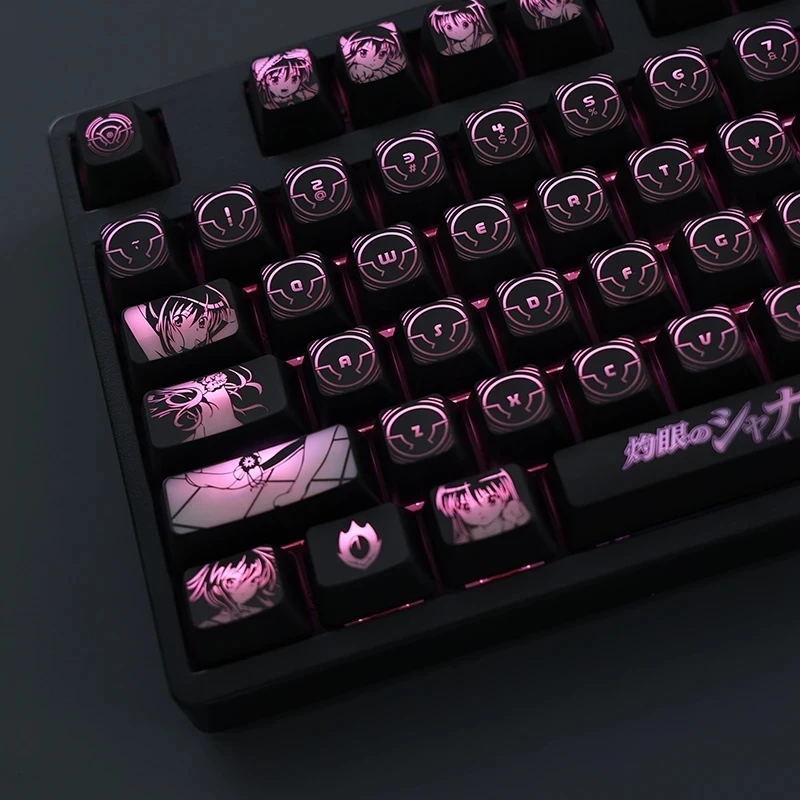 Conjunto Shakugan Não Shana Anime Backlit Keycaps Revestimento para Logitech G610 G512 Razer Blackwidow Huntsman Corsair K70 Tampas Chaves 1