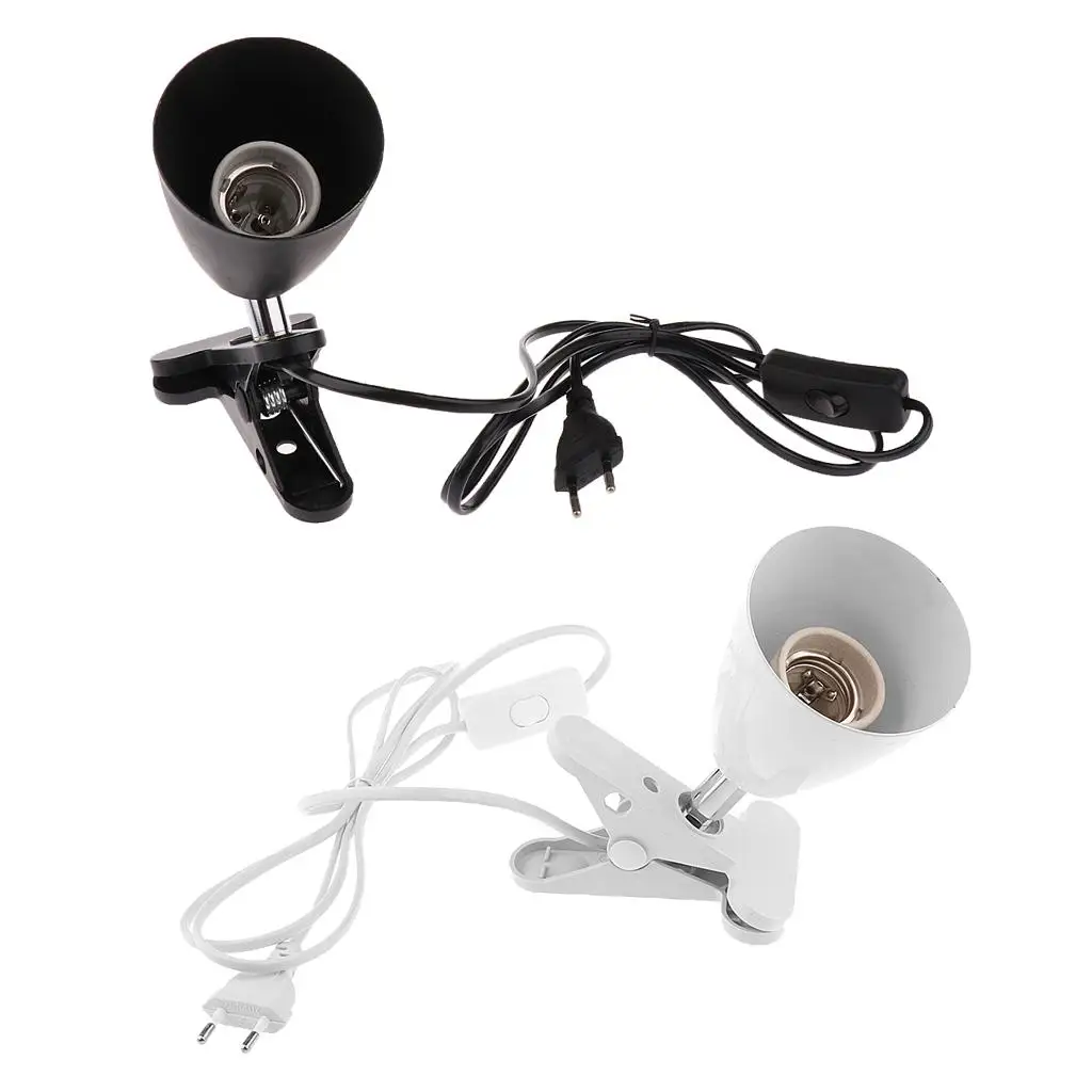 Reptile Heat Lamp Holder Ceramic Socket UVB Bulb Fixture Adjustable Clip on for Terrarium Lighting Setup