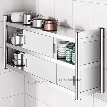 ตู้ครัวสแตนเลสแบบมินิมอลทันสมัยอเนกประสงค์ติดผนัง ตู้เก็บของในบ้าน ตู้ครัวแบบแขวน 2