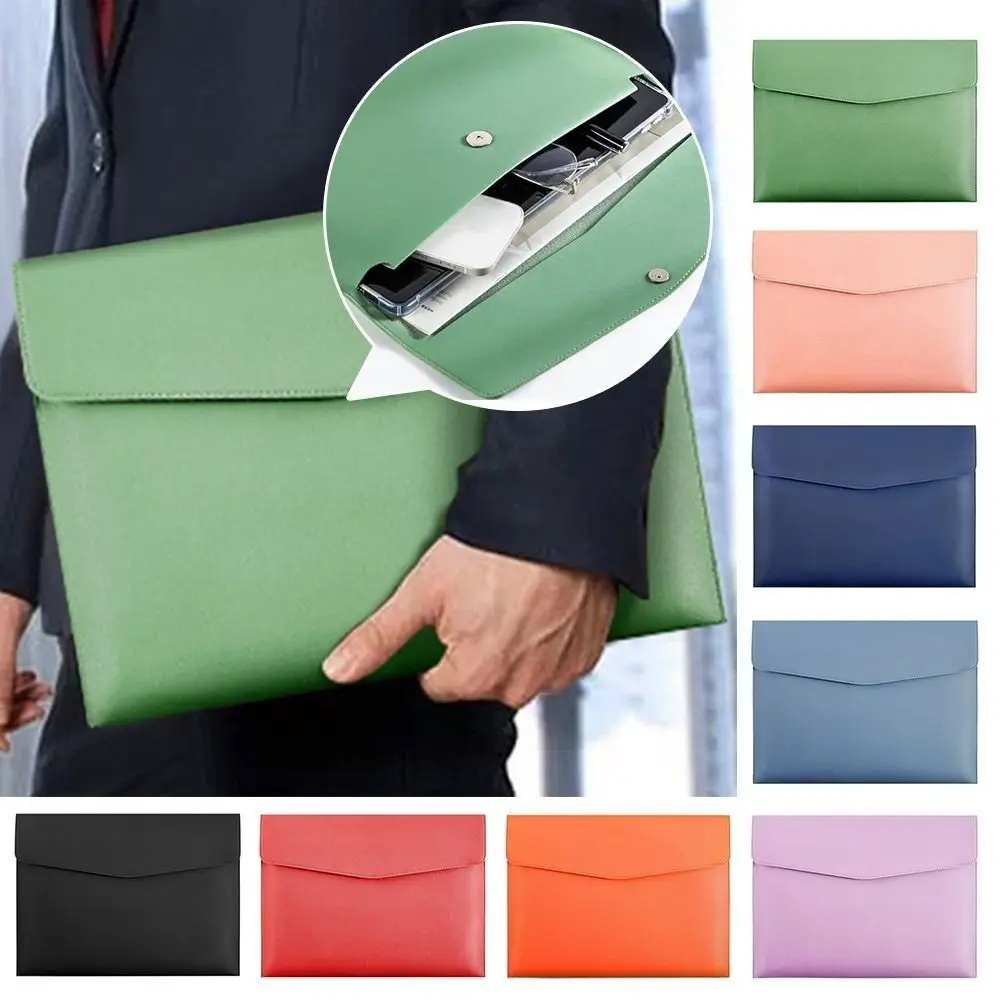 A4 Envelope Folder Leather Leather Document Pouch Large Capacity A4 Briefcase File Organizer Pouch for Women