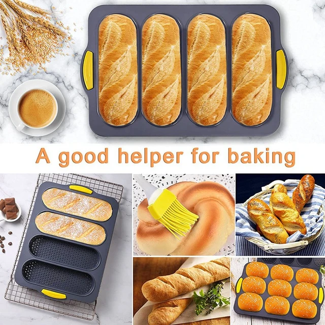 Silicone Loaf Pan Baking Pan for Baking Baguette/Hot Dog Bread Molds  Non-Stick & Easy