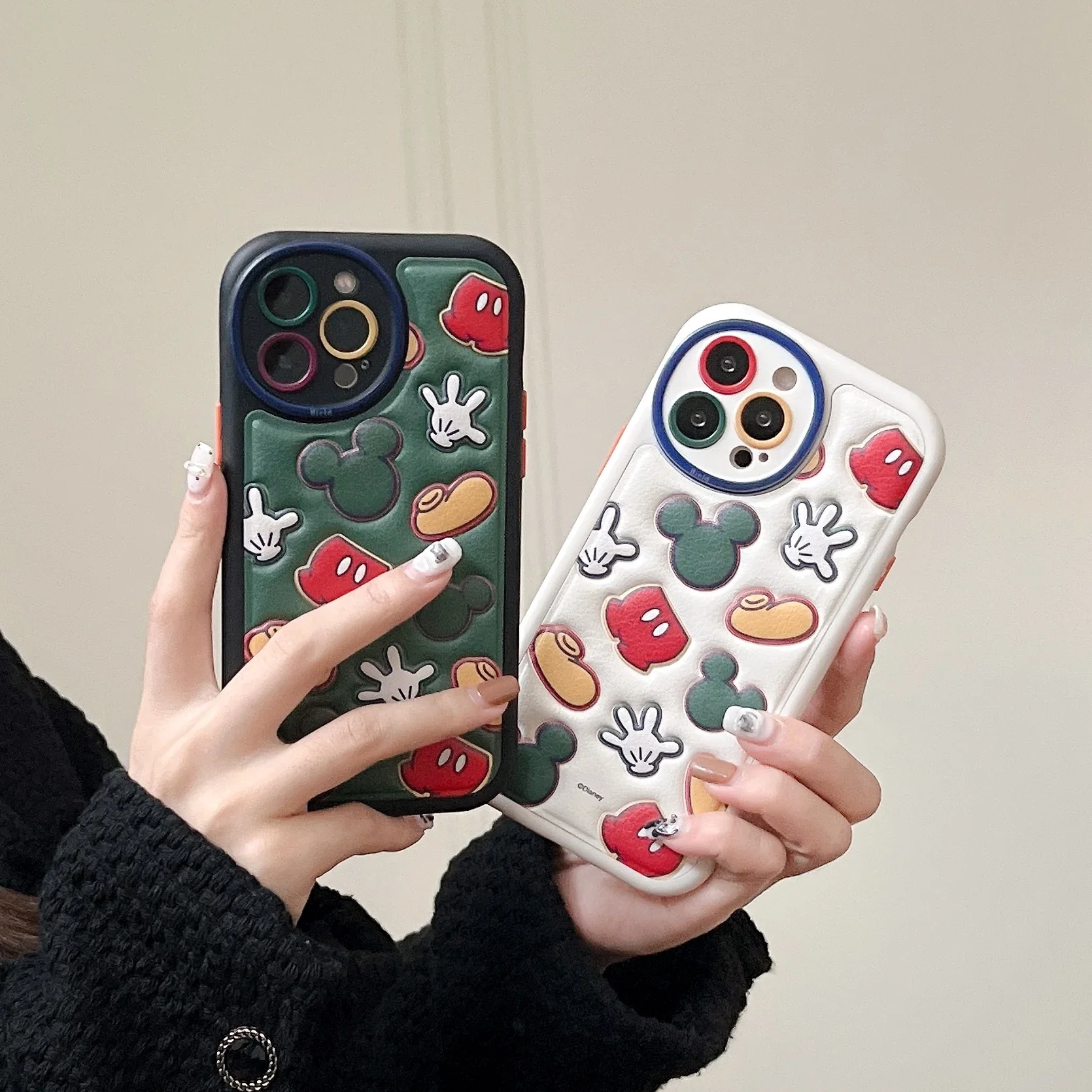 

Cartoon Disney Mickey Mouse Parts Phone Case for Iphone 11 12 13 14 15 Pro Max Plus Fashion All-inclusive Embossed Back Cover