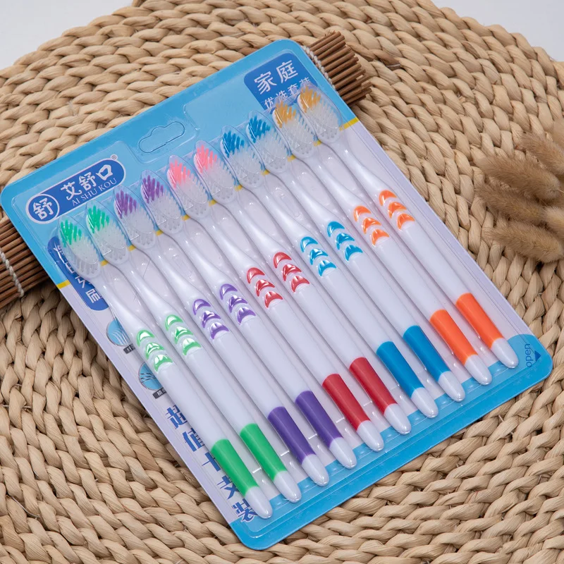 Eco-Friendly Natural Bamboo Toothbrush Set - 10 Soft Bristle Charcoal Brushes for Teeth Whitening and Oral Care