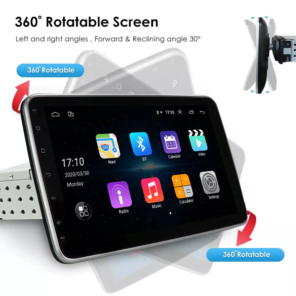 1 Din Écran Rotatif À 180° Pour Autoradio GPS Android 10'' Haute