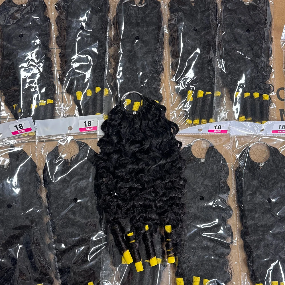 Wholesale 600g Burmese Curly Feather Crochet Human Hair 12A Deep Curly Pre-Separated Feather Crochet Virgin Hair Extensions 6