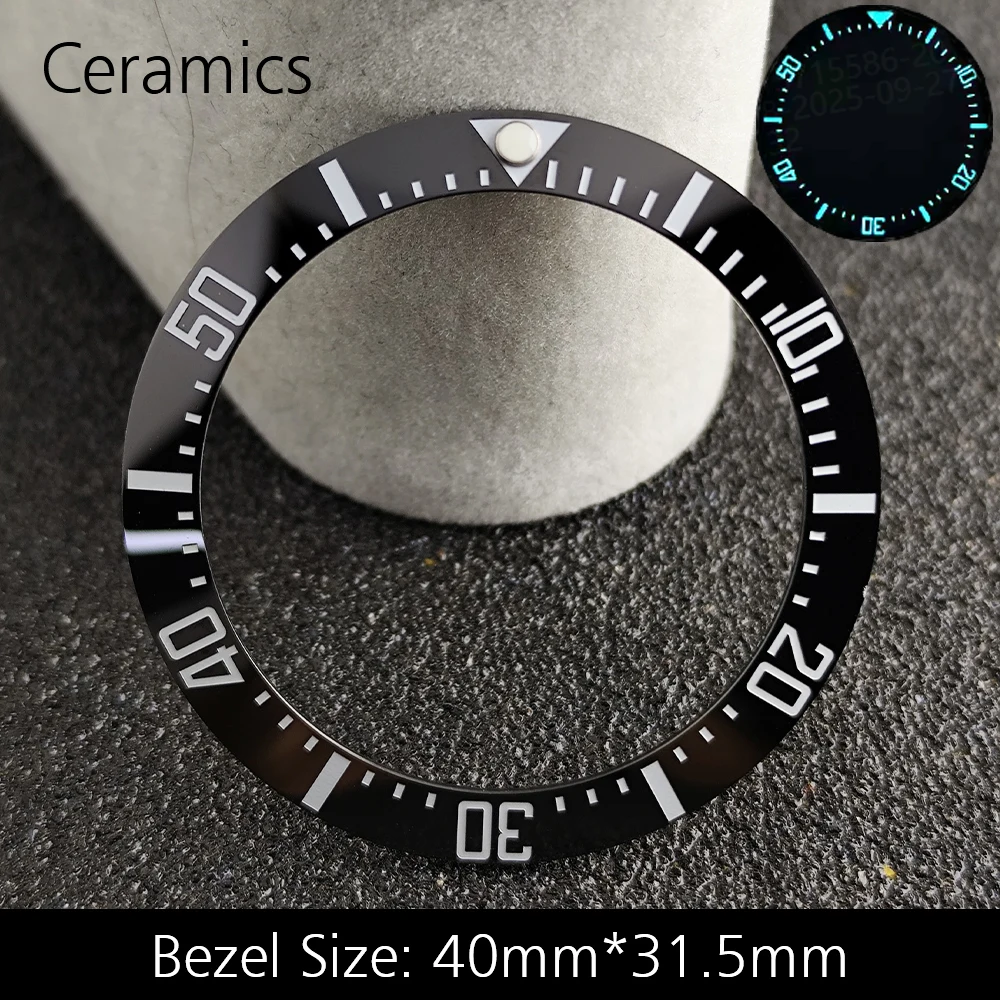 Blue Luminous Ceramic/Aluminum Watch Bezel Insert - Sloping 40mm