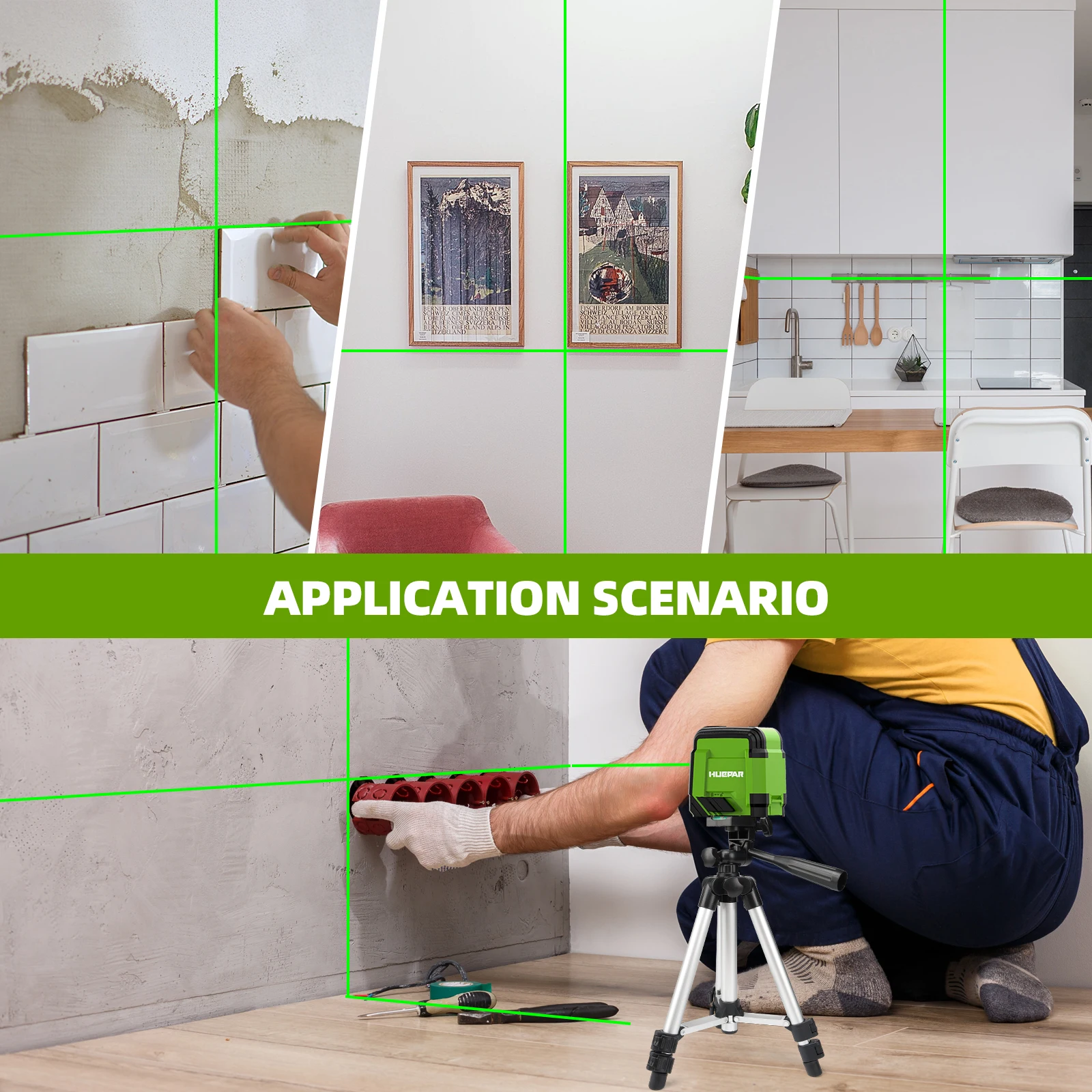 Firecore G20 Niveau Laser Vert en Croix, Mini Niveau laser 360 Autonivelant pour DIY Accrochage de Tableaux.Mode Impulsion pour Chantier avec Petit Trépied laser 63cm,Sac de transport et 2 Piles AA