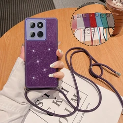 Luxury Crossbody Lanyard Glitter Silicone Case in Candy Color - Motorola Edge 60 Neo (GS Purple)