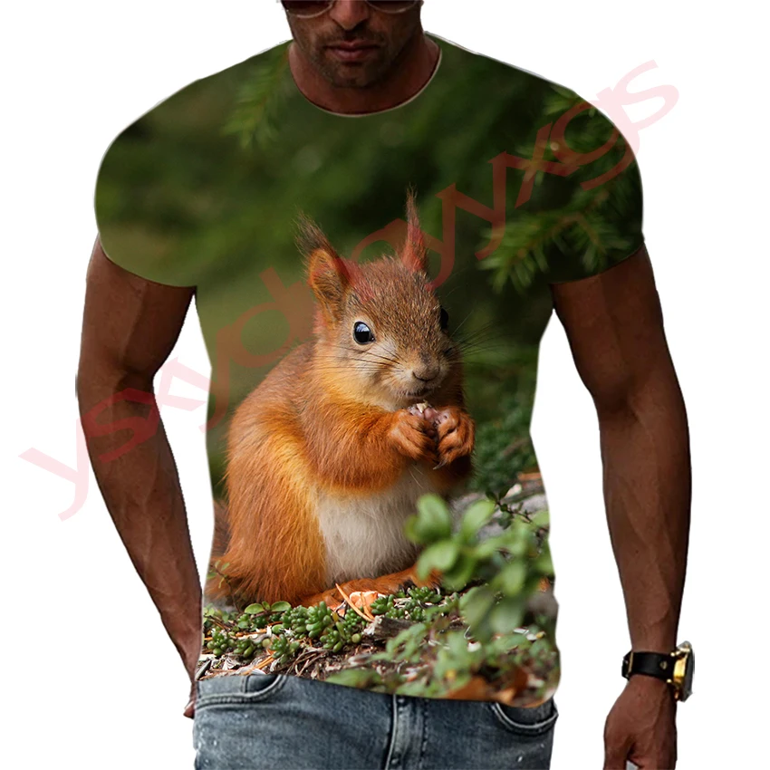 

Summer Tide Naughty Squirrel Picture Men T-Shirts Casual 3D Print Tees Hip Hop Personality Round Neck Short Sleeve Tops
