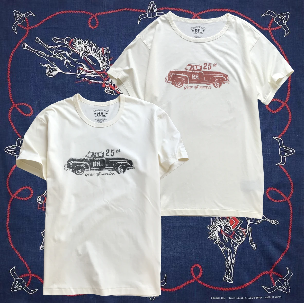 

RRL classic old series American retro casual short-sleeved Ami khaki old style printed T-shirt for men