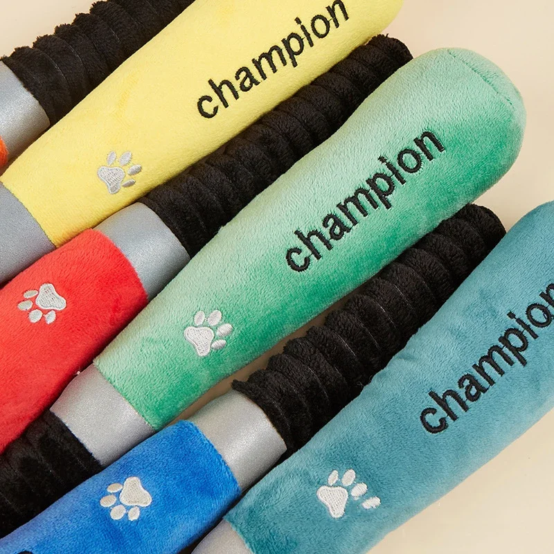 Funny Interactive Dog Toys Baseball Stick Design Plush Squeaky Pet Toys Grinding Teeth Creative Chew Toy For Small Medium Dog