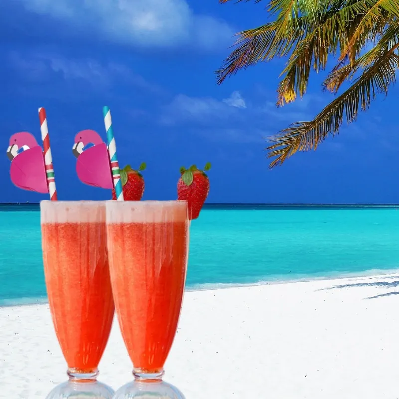 Flamingo Shaped Paper Straw Umbrella Straw Disposable Handmade Honeycomb Paper Art Party Decoration