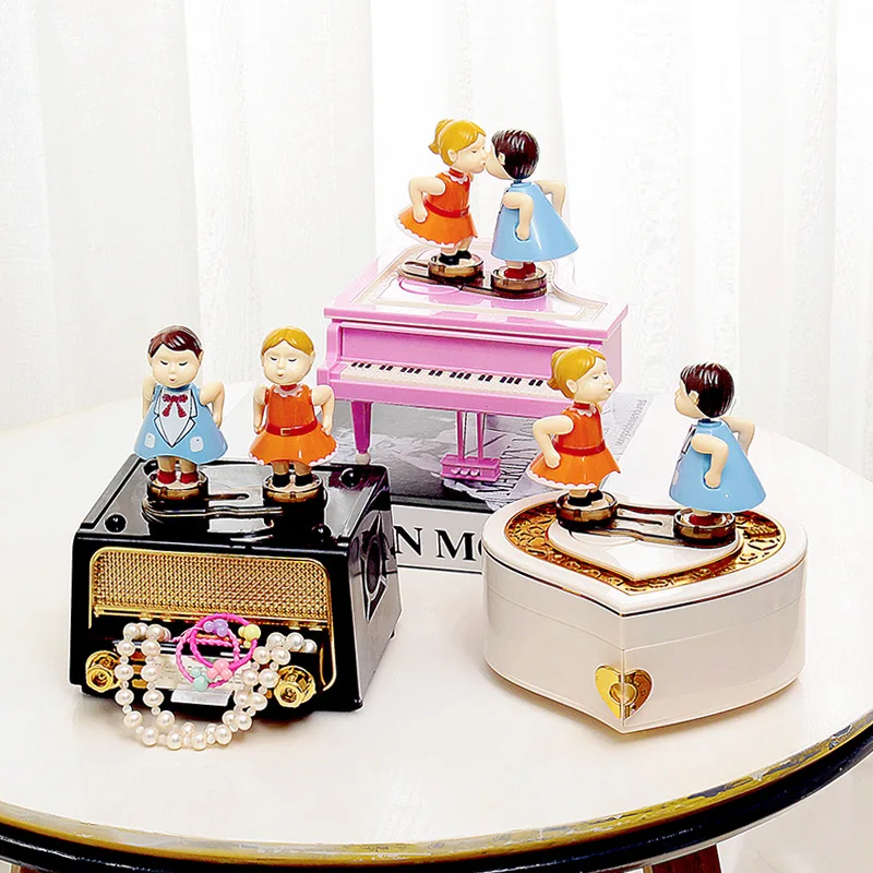 

Classic Retro Radio Model Music Box Creative Cartoon Doll Storage Box Valentine's Day Boy Birthday Gift Music Decoration Antique