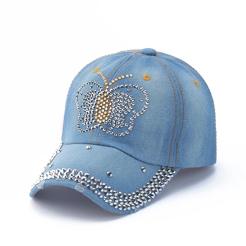 New Hip Hop Denim Cap Rhinestone Creative Lip Print Baseball