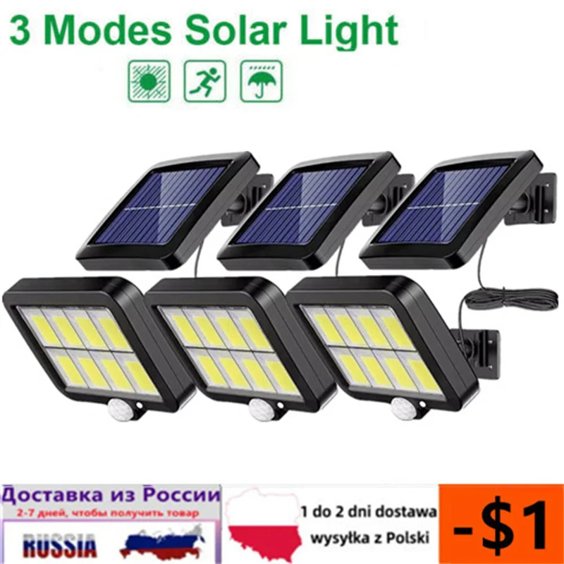 Luci Solari Sensore Di Movimento Pir Per Esterni Cob Solar Led Light Outdoor Alimentato Da Sunlight Wall Street Lamp Waterproof Home Garden