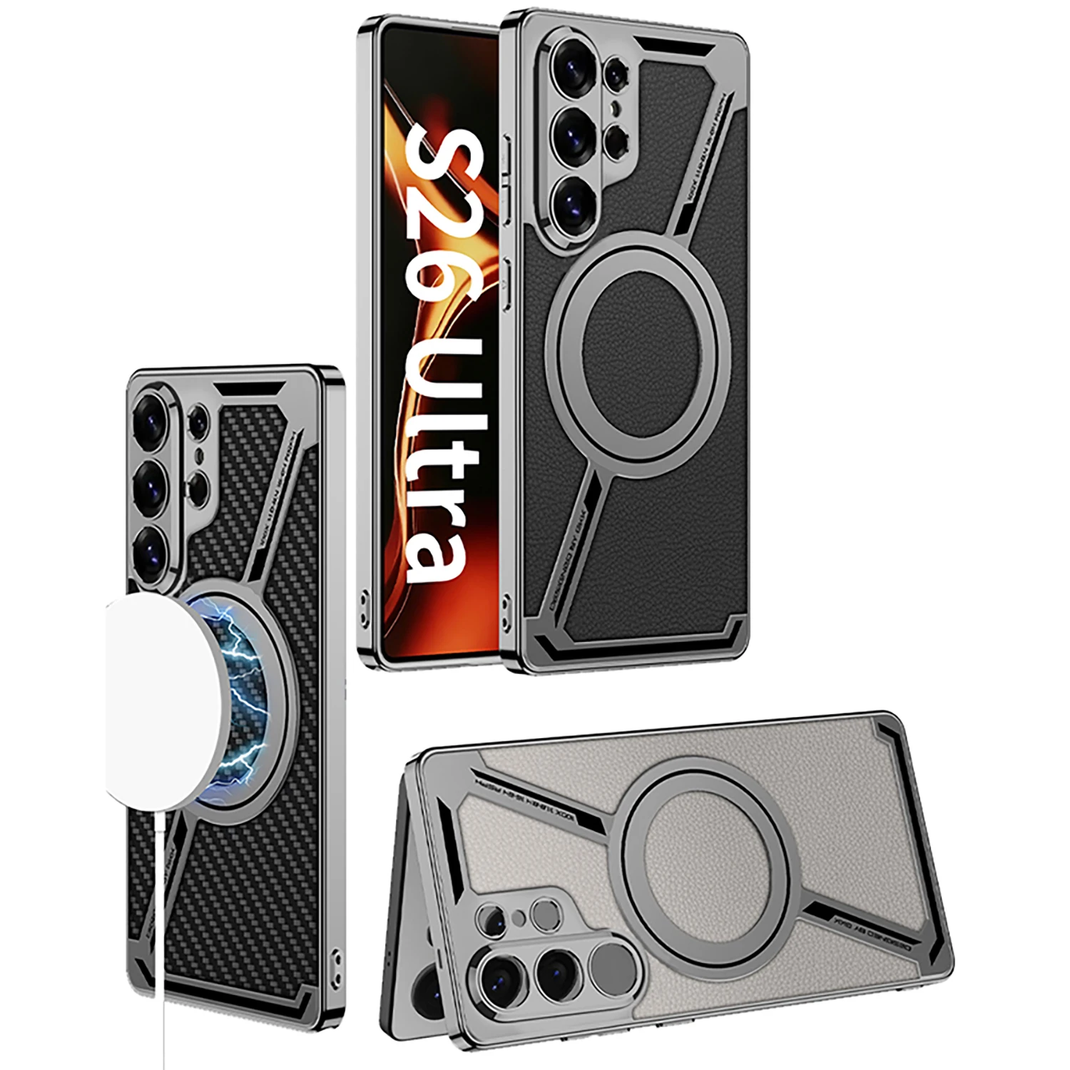 Magnetic Electroplated Leather Protective Phone Case in Elegant Design