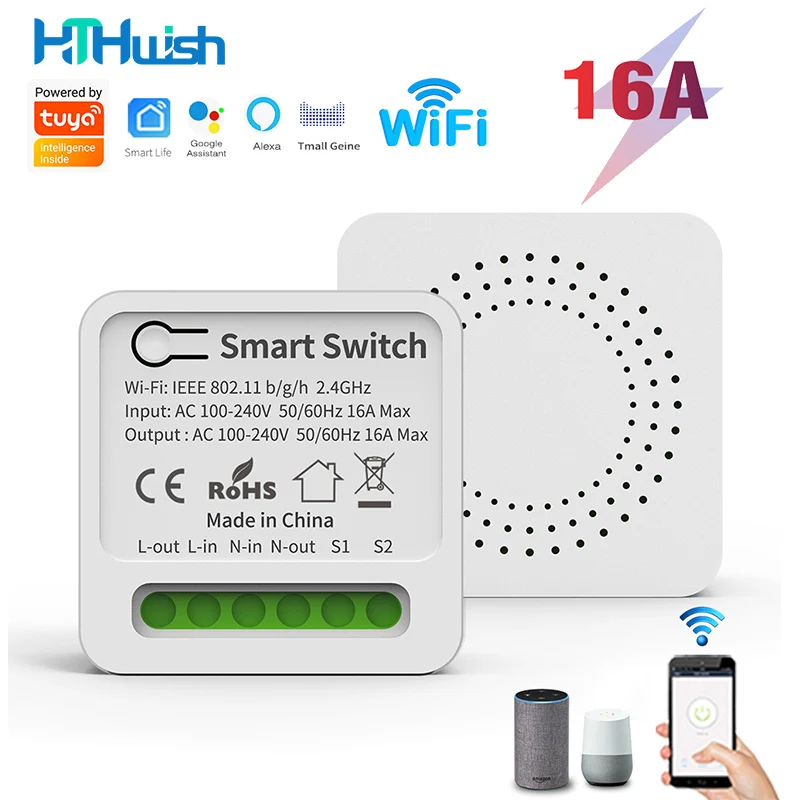 

WiFi Switches 16A 10A Mini DIY Tuya Smart Switch Module 2 Way Remote Control Breaker Works With Alexa Google Home Smart Life APP