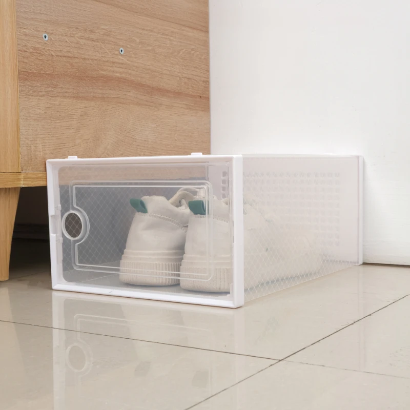Plastic Shoes Case Transparent Stackable Front Lid Drawer Shoes Organizer Dustproof Moisture-Proof Storage Box Home Supplies 3