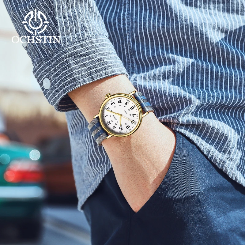 Hot OCHSTIN Creative Nylon Series Multifunction Quartz Movement Watch 2024 New Casual Simple Men's Quartz Watch