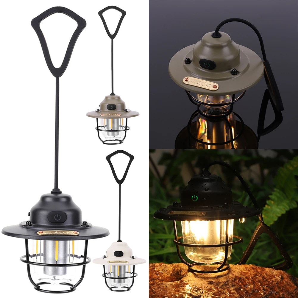 Camping Light 1200mAh Mini Metal Chandelier 2700K/6500K Retro Atmosphere Stepless Dimming Type C Charging for Fishing