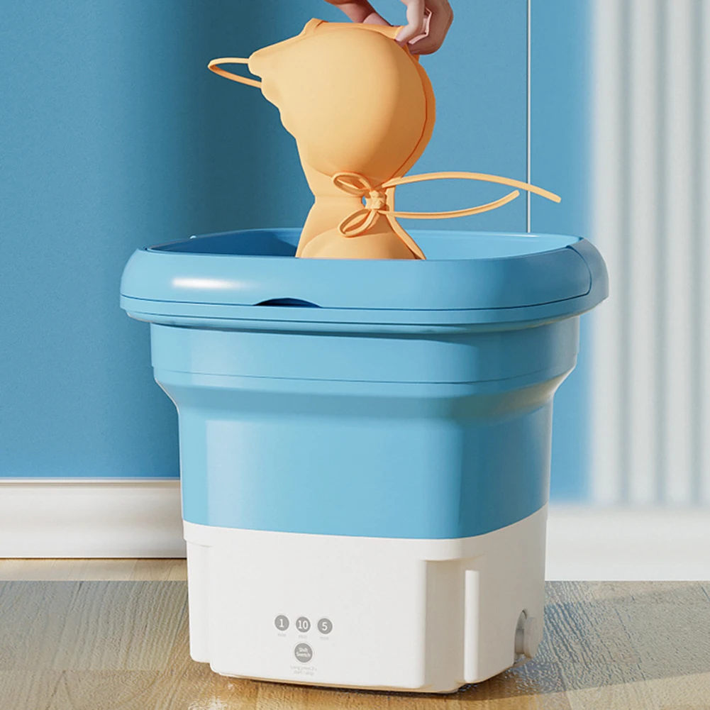 Portable Mini Washing Machine Foldable Underwear Socks Baby Clothes Washer with Dryer Bucket Travel Appliance Cleaning Tool 2