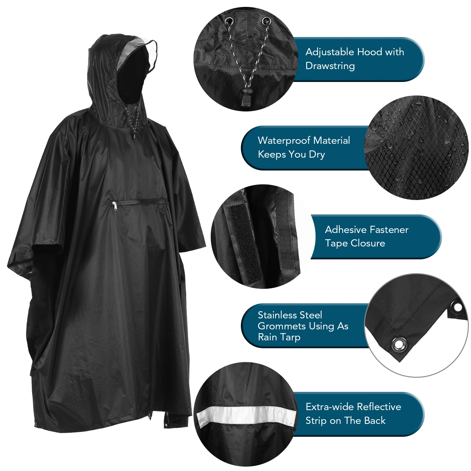 【Sale】rain poncho Lixada Hooded Rain Poncho Waterproof Raincoat Jacket Cycle Rain Cover for Outdoor Camping Hiking Fishing