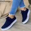 New Women Flat Casual Sneaker Spring Lace Up Sports Solid Color Walking Shoes 2