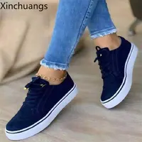 New Women Flat Casual Sneaker Spring Lace Up Sports Solid Color Walking Shoes 2
