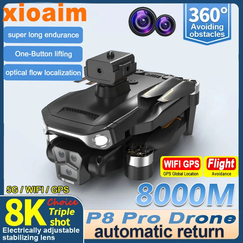 

For Xiaomi P8 Pro 4K Drone Professional Obstacle Avoidance 5G Brushless Motor Foldable Quadcopter 8K Five HD Camera Gifts Toys