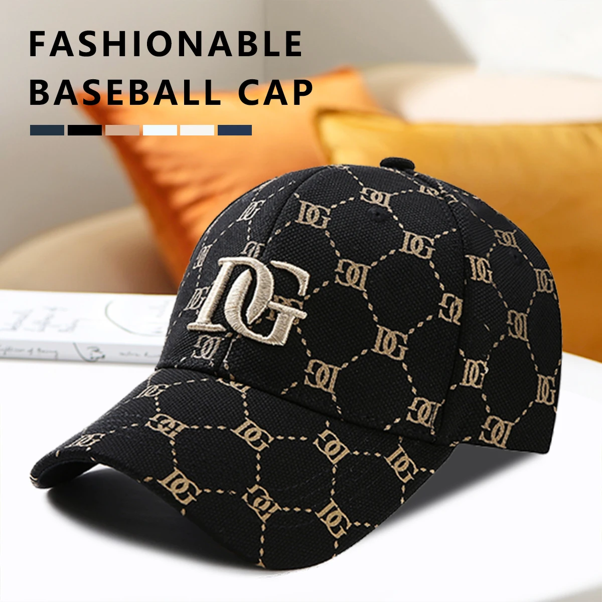 The New Korean Version of the Printed Letter Embroidered Cap Men's Trend All-Match Big Head Baseball Cap Women Show a Small Face
