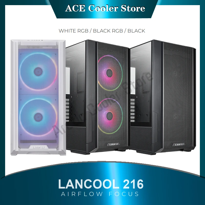 Lancool 216 Computer Case Gaming Pc Chassis Support E-Atx/Atx/M-Atx/Mini-Itx, 480.9*235*491.7Mm Con Ventola Di Raffreddamento Ad Acqua Cooler