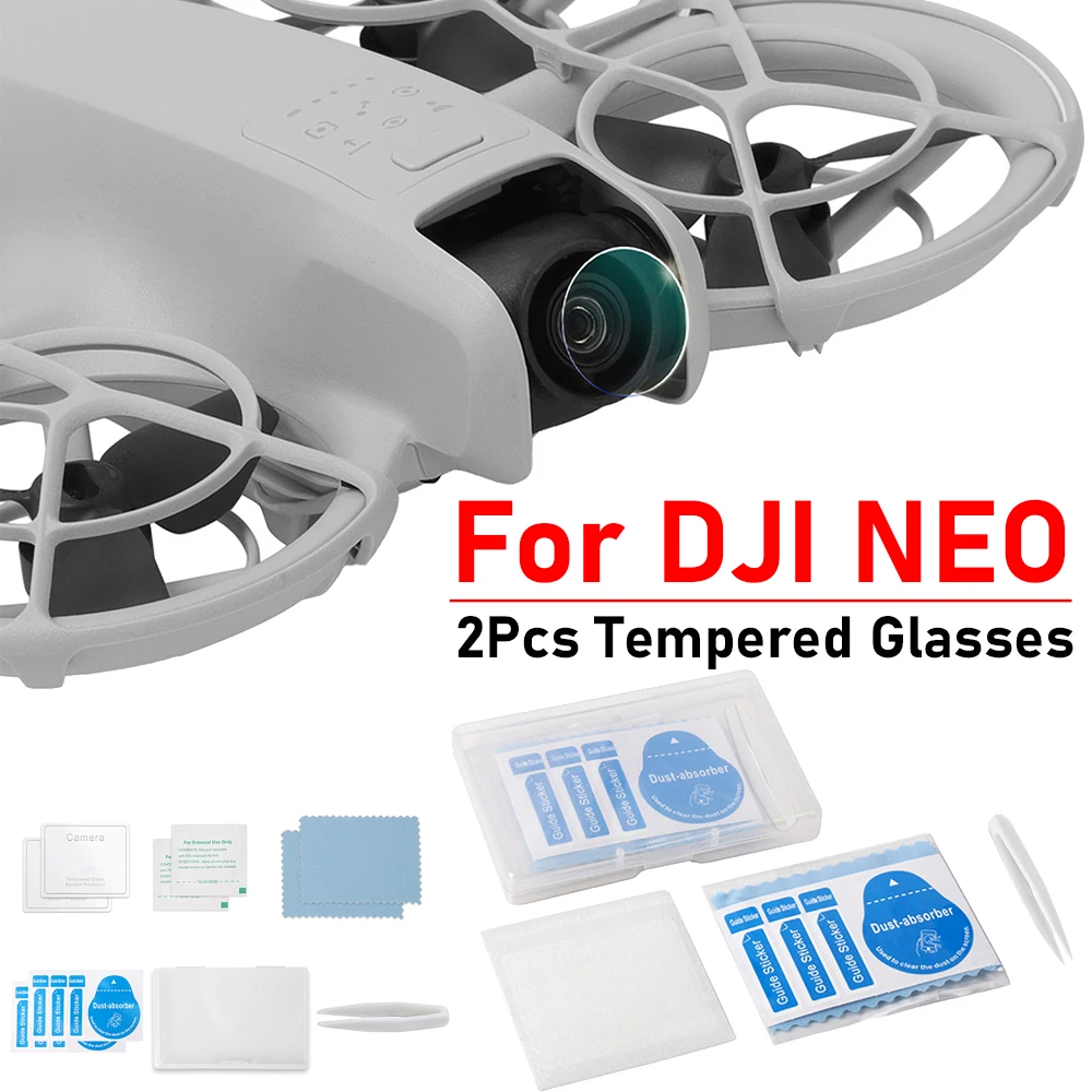 2Pcs Tempered Glass for DJI Neo Drone Camera Lens Protector Ultra-HD Tempered Glass Anti-scratch Protective Film Accessories