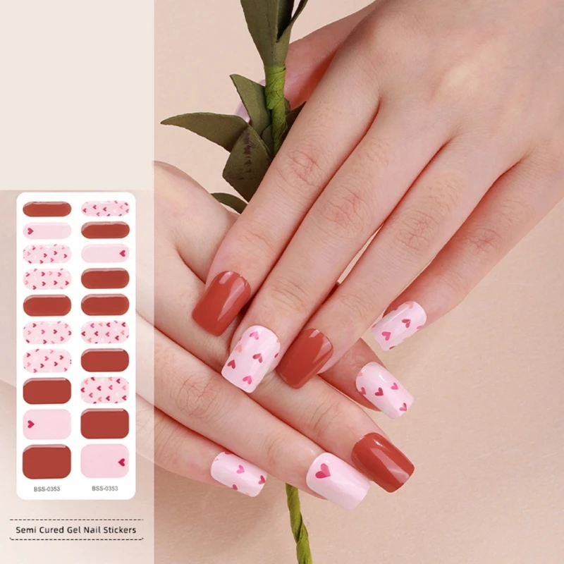 

Nails Polish Strips Gel Nails Stickers Wraps Semi Cured Gel Strips C1FF
