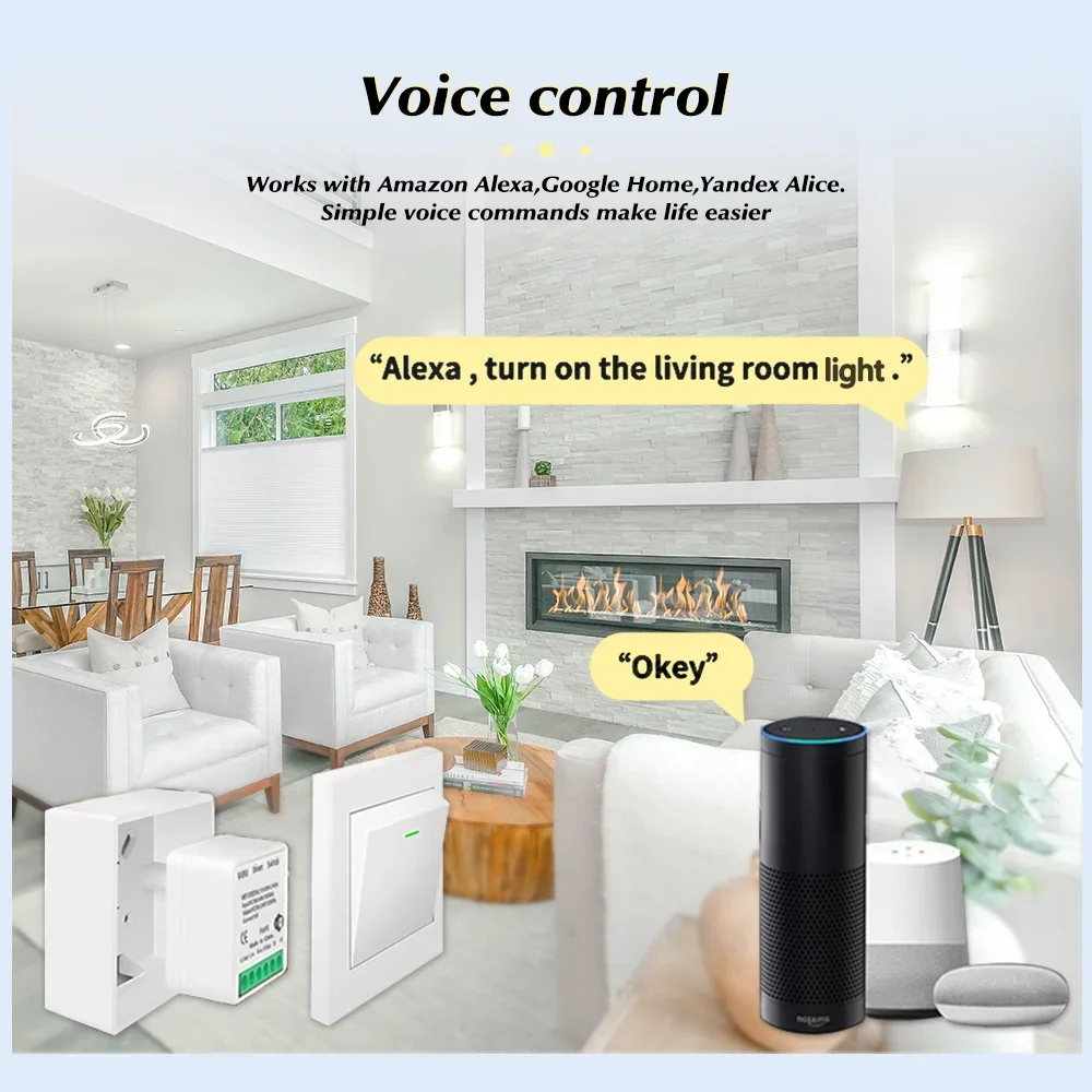 16A/20A Tuya Wifi / Zigbee 3.0 Mini Smart Switch Support 2-Way Control Smart Life APP Works With Alexa Google Home Yandex Alice
