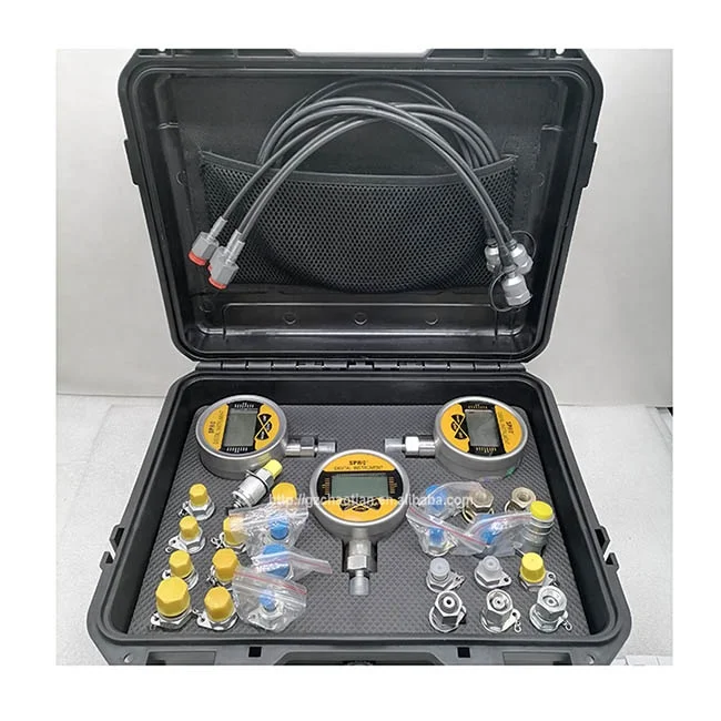 Digital hydraulic pressure gauges set hydraulic pressure test kit excavator pressure gauge for construction works 0 400bar 6000psi pressure gauge test kit pressure gauge kit hydraulic accumulator nitrogen charging valve five types adapters