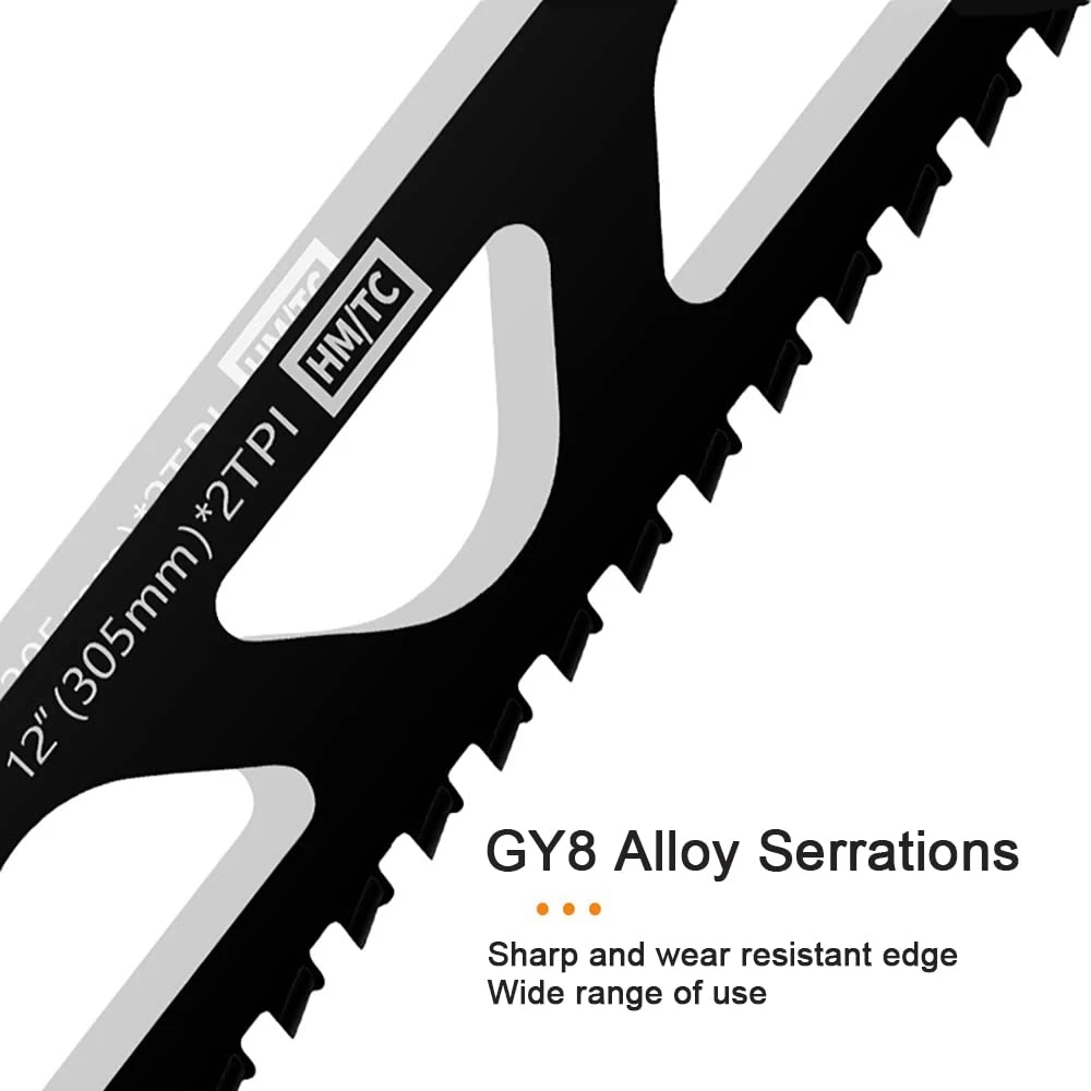 Reciprocating Saw Blade Carbide Tungsten Carbide for Cutting Porous Concrete, Fibre Cement, Brick 455mm/17.9inch