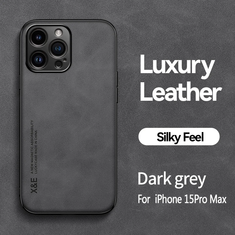 حافظة جلدية فاخرة لهاتف آيفون 15 برو ماكس حافظة حم...