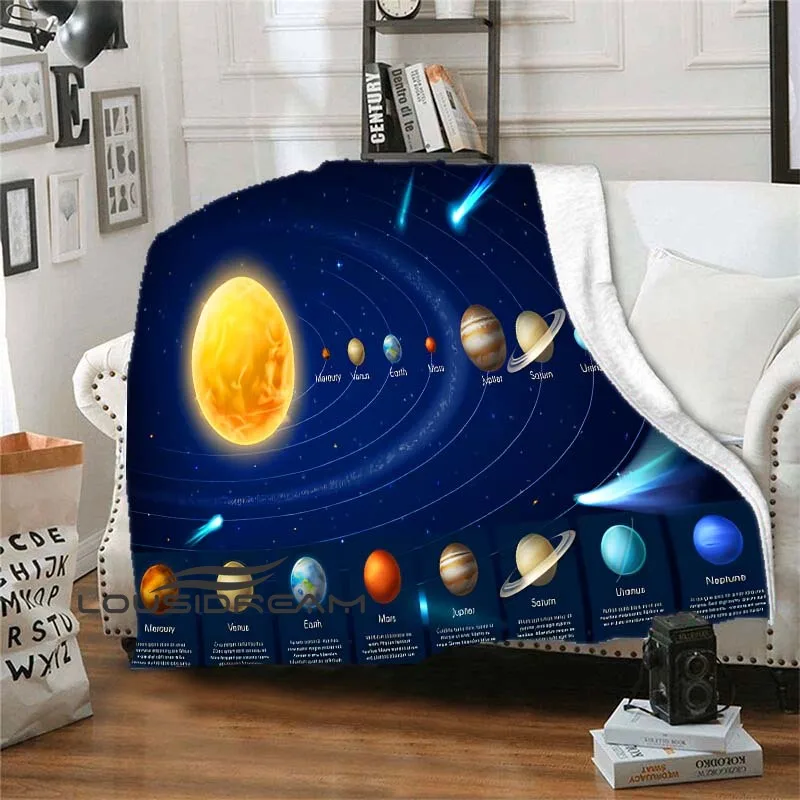 

3D Solar System Plush Blanket Space Planet Soft Comfort Blanket Home Decor Air Conditioning Blanket Children's Gift Nap Blanket