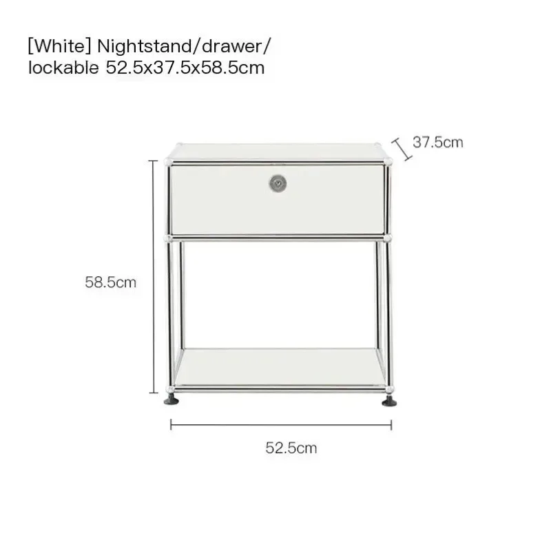 Description Picture 2 of itemMinimalist Nightstand Medieval Bedroom Furniture Module Storage TV Side Cabinet Modern Stainless Steel Frame Bedside Table g