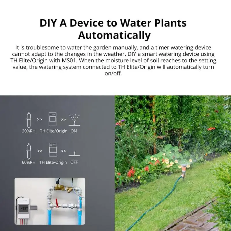 SONOFF MS01 WiFi Smart Soil Moisture Sensor With RJ9 Adapter Home Soil Hygrometer Detection Humidity For SONOFF TH Elite/Origin 4