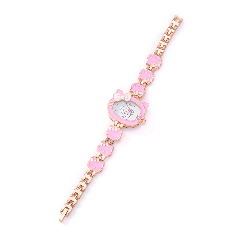 Sanrio Cartoon Cute Hello Kitty Watch Red Riding Book Female Student Sweet Bow Girlfriends Gift Anime Accessories