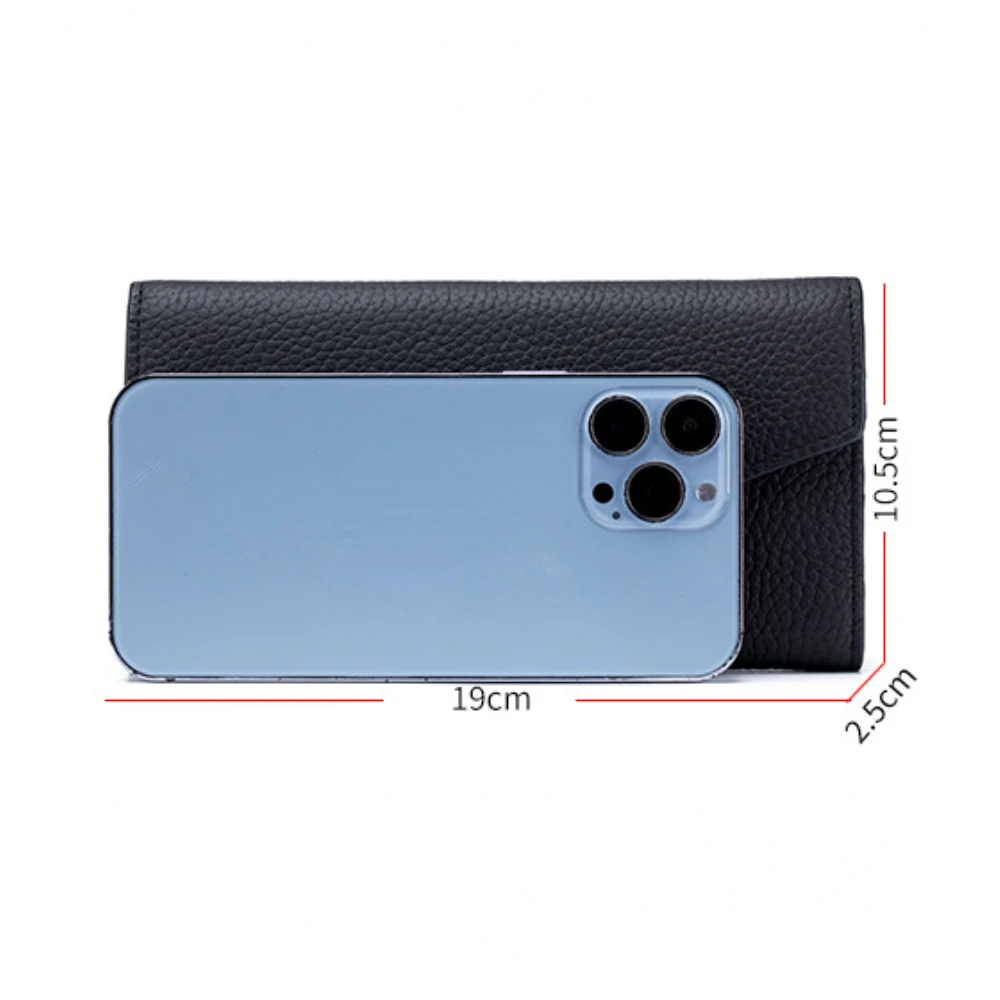 Genuine Leather Multifunctional Long Wallet Envelope Bag Mobile Phone Bag