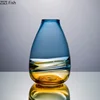 Creative Blue/Amber Gradient Glass Vase Hydroponic Flower Pots Desk Decoration Artificial Flower Decorative Floral Arrangement 3