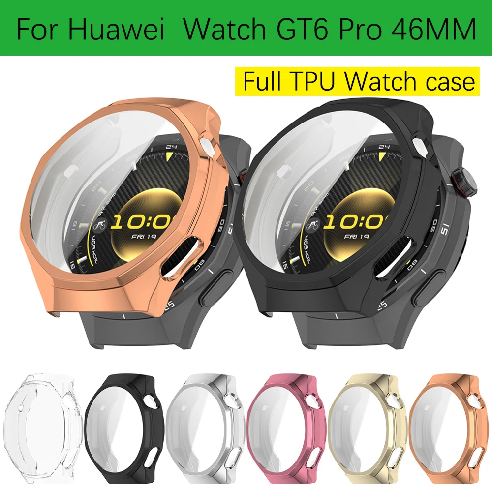 Silicone Protective Case for 46mm Smartwatch - Transparent TPU Cover and Frame