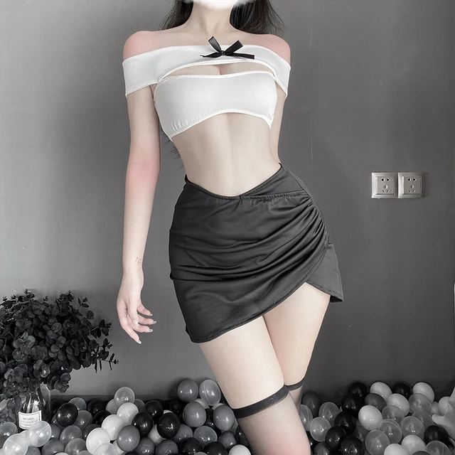 Sexy Office Lady Cosplay Anime Costumes Erotic Lingerie Secretary Hollow  Out White Top Hot Hip Skirt For Women Stewardess Outfit - Sexy Costumes -  AliExpress