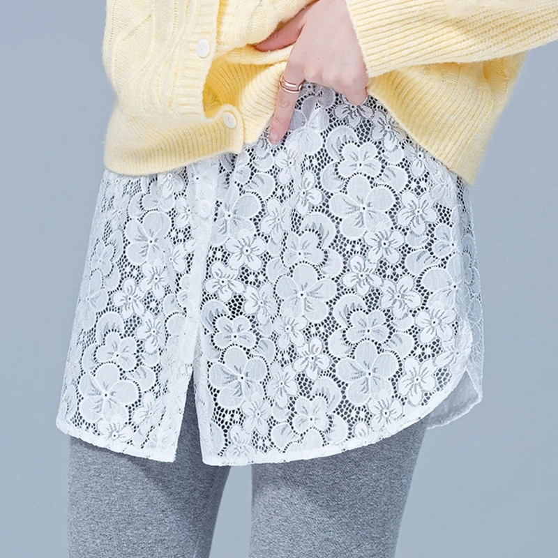 Jupe Mi-midi En Coton Dentelle - Motif Floral Avec Lacets - Taille élastique - Neuf Avec étiquettes - Style Rétro